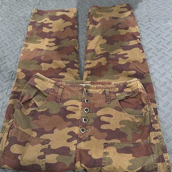 Sundance Double Knee Button Fly Pants Camo High Rise Ripstop Workwear size 2 - Picture 2 of 8